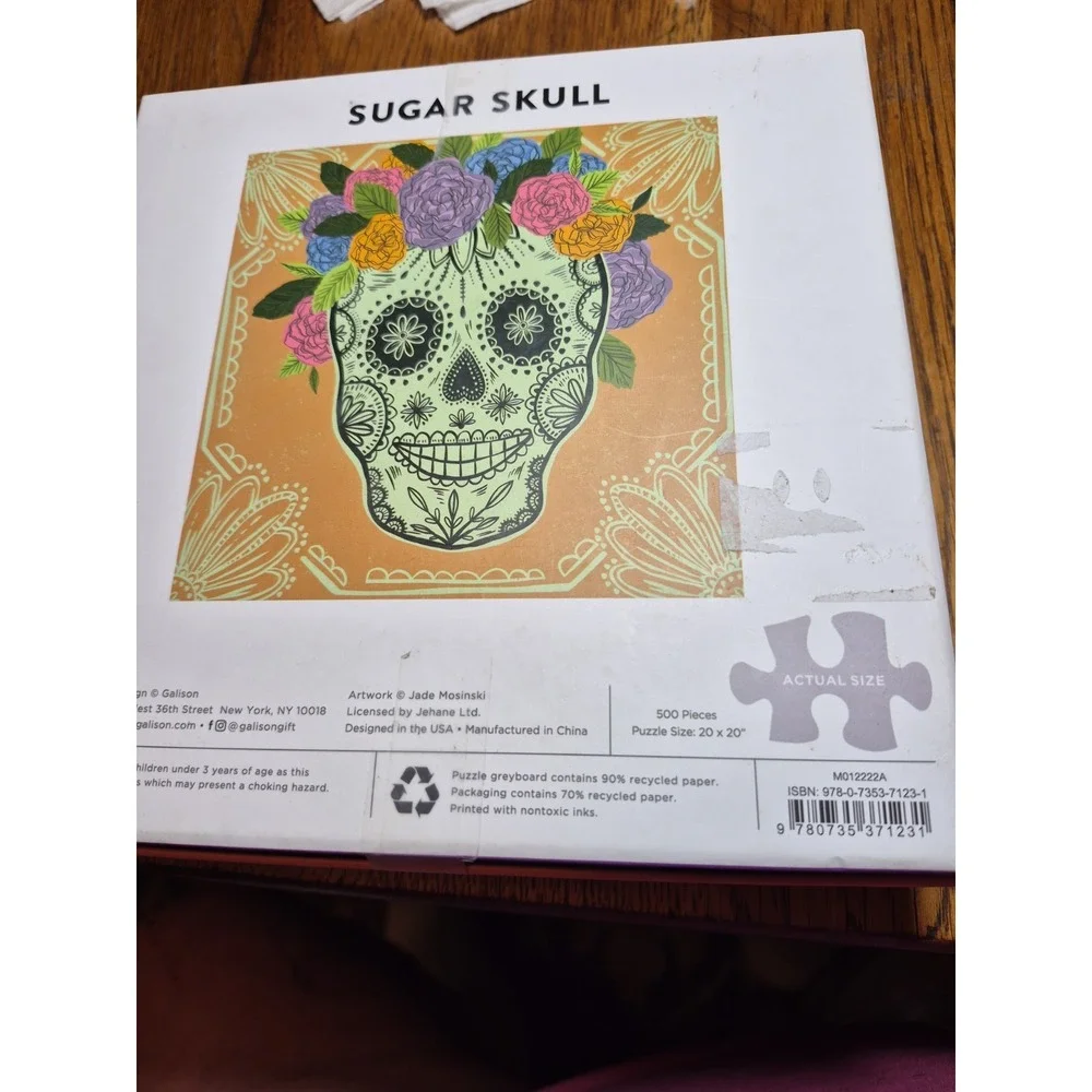 Puzzle Sugar Skull 500 Piece By Galison New